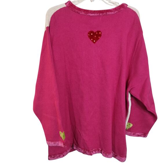 4530) The Quacker Factory Plus Pink Heart Chenille Knitted Novelty Sweater 2X - Picture 3 of 8